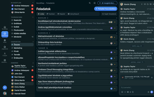 FabricLoop Feladatok magyarául, egy lista a közös feladatokról, blokkolt és teendő munkákról a Q2 Launch beszélgetés mellett